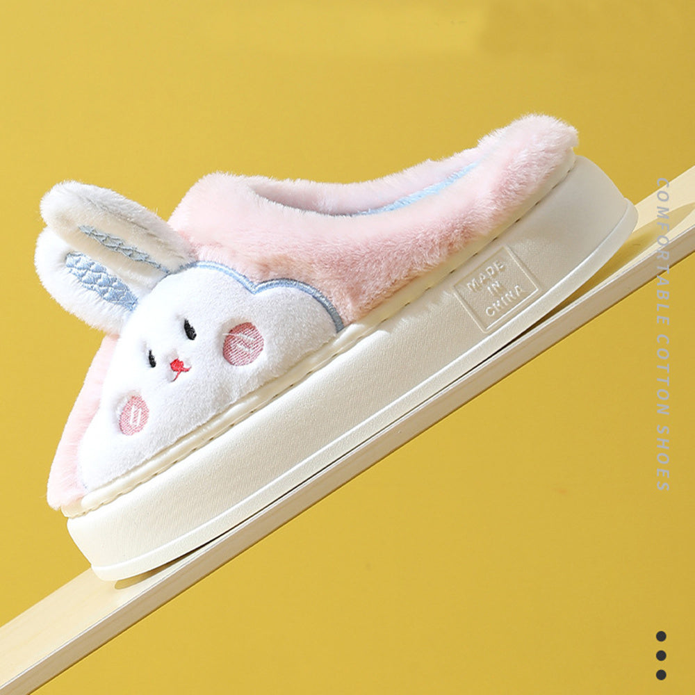 Women’s Cute Rabbit Plush Winter Slippers – Warm & Cozy Indoor Shoes