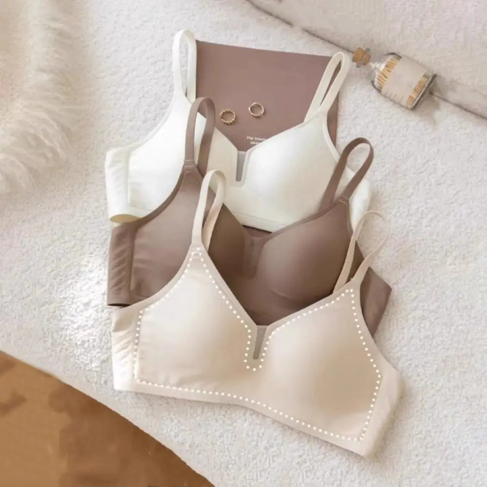 Solid Color Traceless Seamless Bra Anti-sagging Lingerie Wireless Bra for Women Shockproof Adjustable Deep V Bra Sports