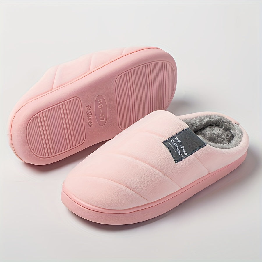 Unisex Casual Striped Plush Slippers – Comfy Non-Slip Home Footwear for Fall to Winter