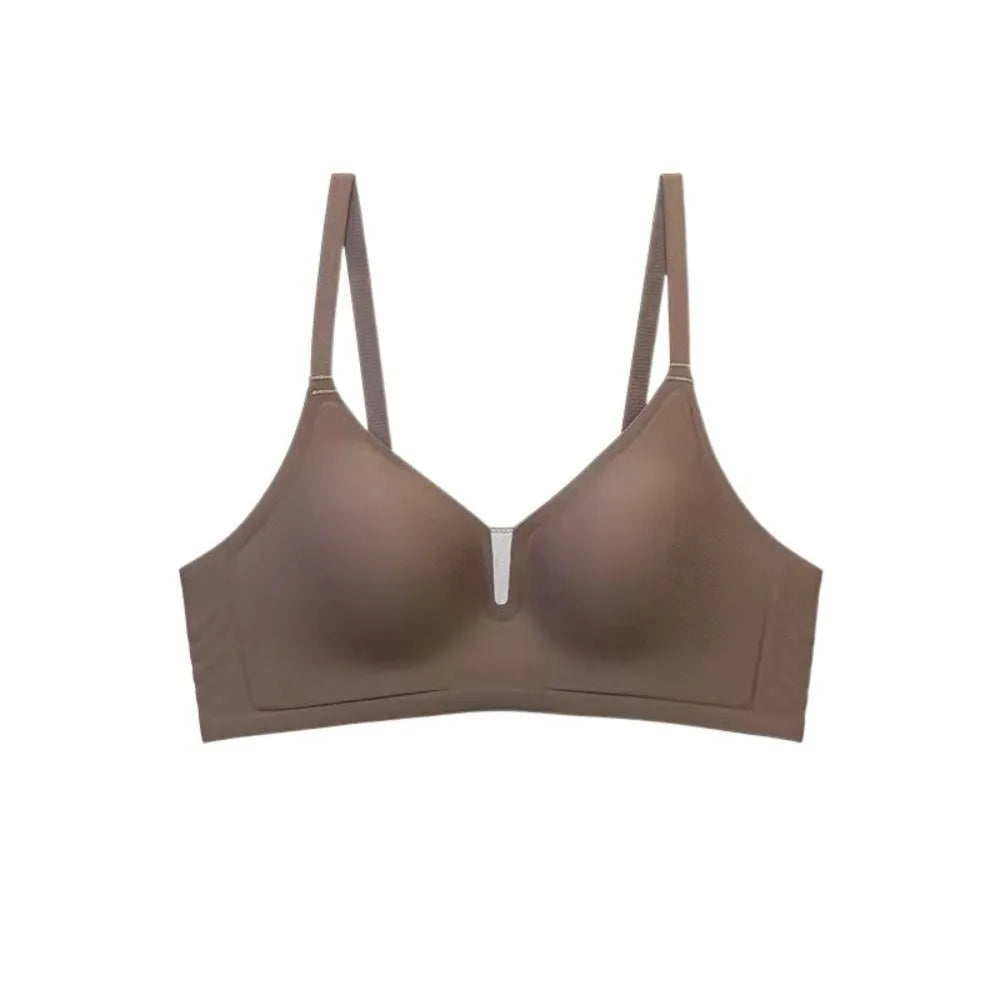 Solid Color Traceless Seamless Bra Anti-sagging Lingerie Wireless Bra for Women Shockproof Adjustable Deep V Bra Sports