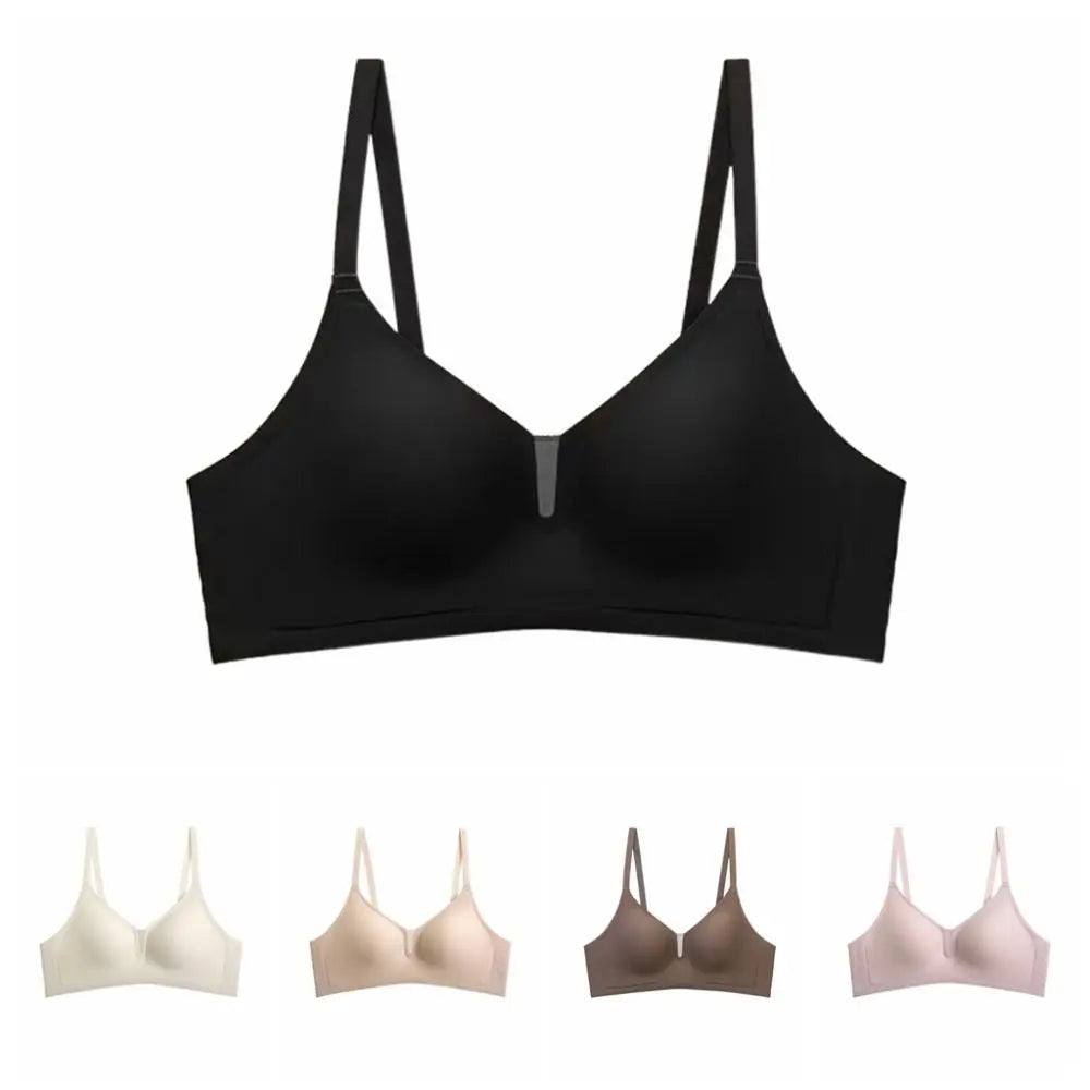 Solid Color Traceless Seamless Bra Anti-sagging Lingerie Wireless Bra for Women Shockproof Adjustable Deep V Bra Sports