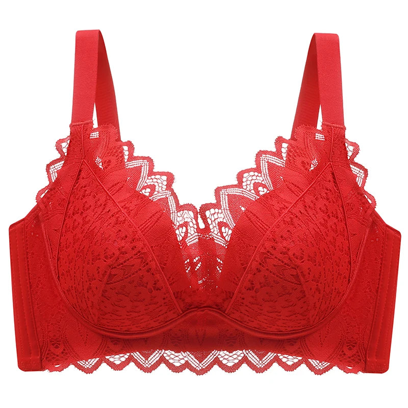 32-40ABC Chest Ventilate Wire-Free Bra Adjustable Strap Side Coverage Push-Up Bra Daily Wear Skin-Friendly High-Support Lingerie