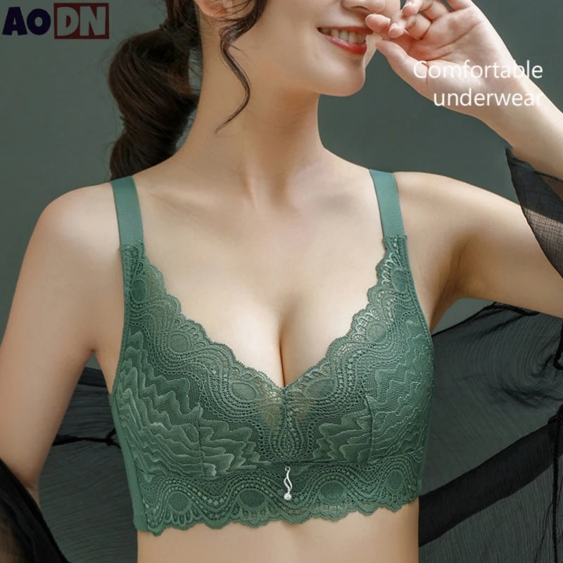 Sexy Lace Bra Comfortable Without Steel Rims Women Underwear Breathable Latex Breast Pad Brassiere Adjustable shoulder strap Bra