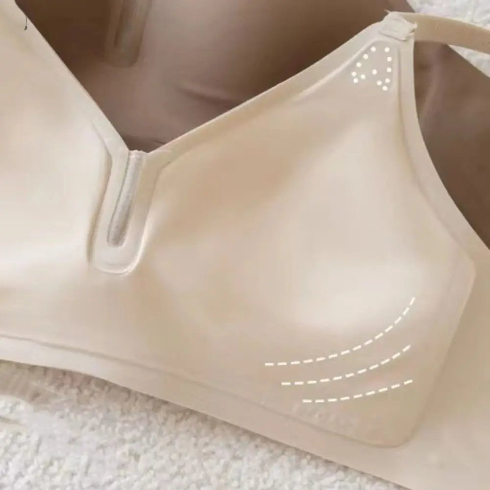 Solid Color Traceless Seamless Bra Anti-sagging Lingerie Wireless Bra for Women Shockproof Adjustable Deep V Bra Sports