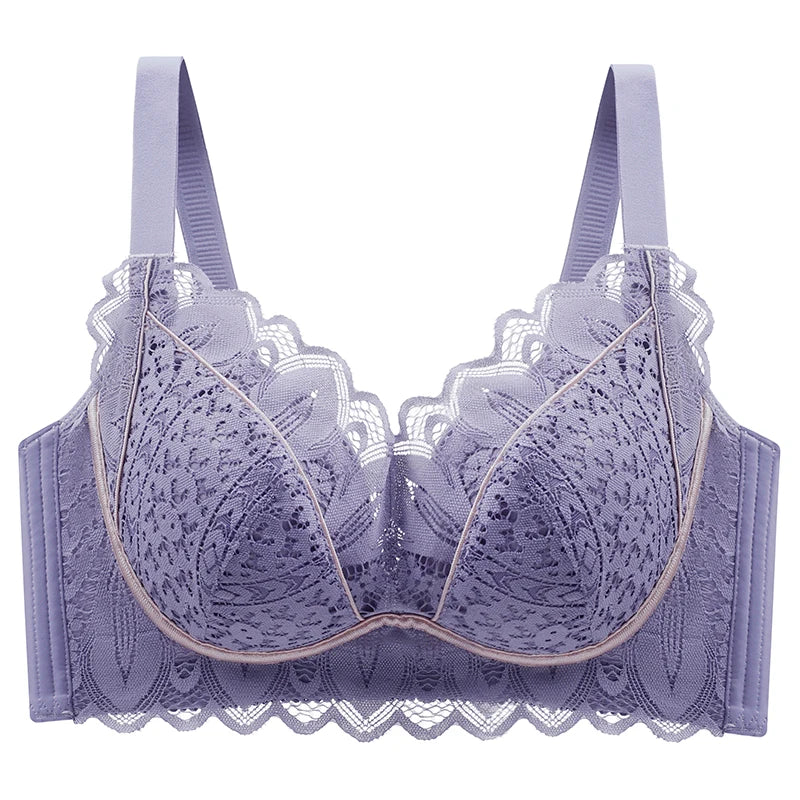 32-40ABC Chest Ventilate Wire-Free Bra Adjustable Strap Side Coverage Push-Up Bra Daily Wear Skin-Friendly High-Support Lingerie