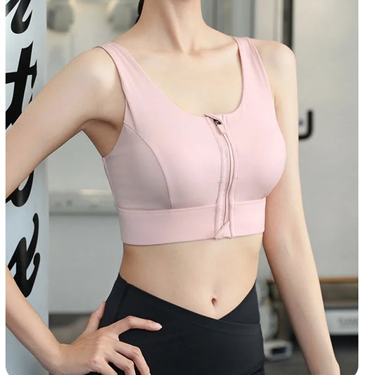 Front Zipper Sports Bra Shock-proof Sports Underwear High Impact Yoga Bra Quick Dry running vest Fitness Yoga Bra Top For Women